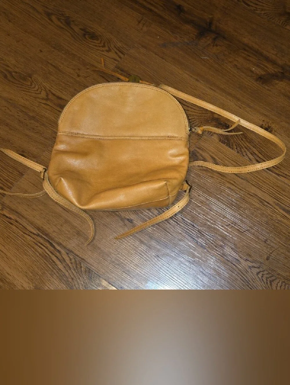 Round Leather Backpack in Mustard Yellow